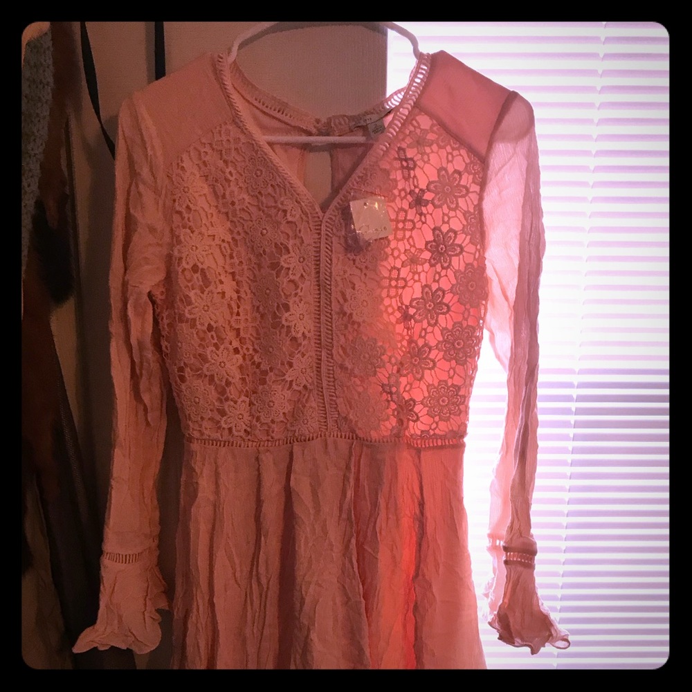Pink floral lace dress